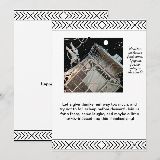 Invitation de Thanksgiving sur le thème de l'espac (Devant / Derrière)