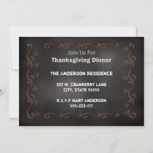 Invitation de Thanksgiving sur tableau noir (Devant)