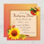 Invitation de Thanksgiving Tournesol et oranger (Devant / Derrière)
