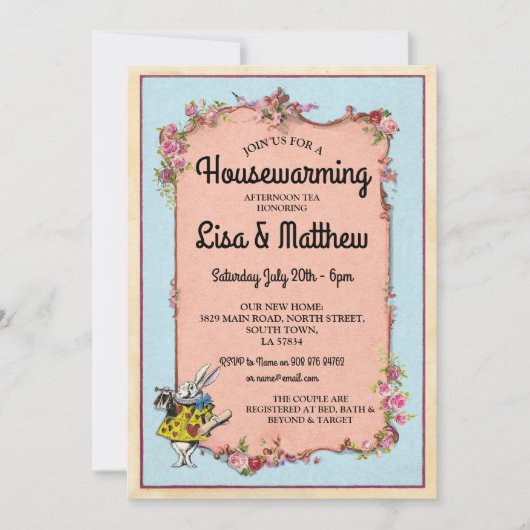 Invitation de thé de lapin du pays des merveilles (Devant)