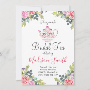 Invitation de thé de mariage à la théière