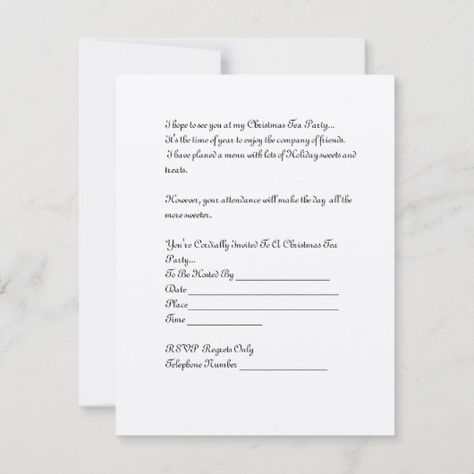 Invitation de thé de Noël (Dos)