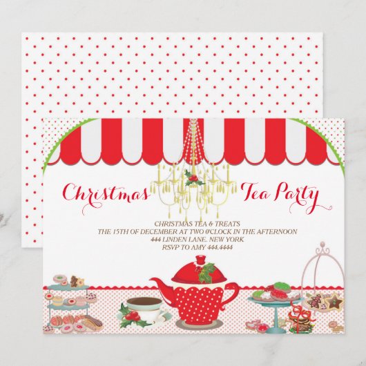 Invitation de thé de Noël (Devant / Derrière)