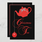 Invitation de thé de Noël, élégance rouge de (Devant / Derrière)