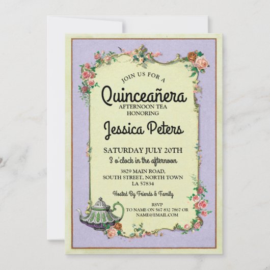 Invitation de thé de théière du pays des (Devant)