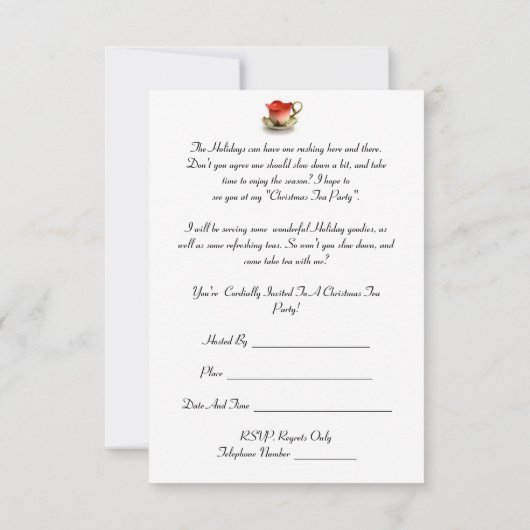 Invitation de thé de vacances (Dos)