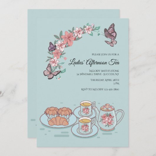 Invitation de thé et de scones (Devant / Derrière)