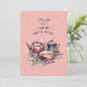 Invitation de théière de la fête de thé rose (Debout devant)