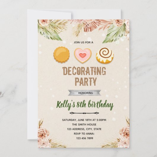 Invitation de thème Boho cookies (Devant)