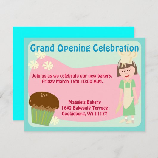 Invitation de thème Cute Baking (Devant / Derrière)