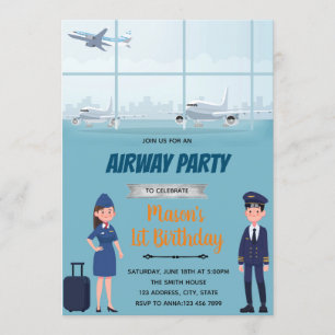 Invitation de thème d'anniversaire d'avion Aiways