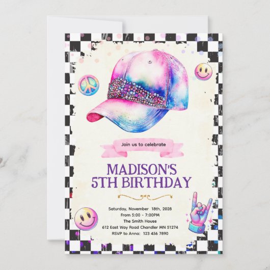 Invitation de thème d'anniversaire de fille avec c (Devant)