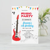 Invitation de thème d'anniversaire de musique rock (Debout devant)