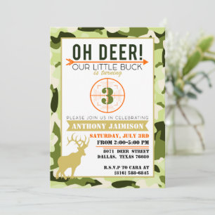 Invitation de thème de chasse Oh Deer avec des cou