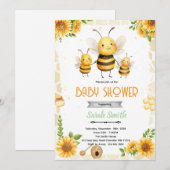 Invitation de thème de fête d'abeille à miel migno (Devant / Derrière)