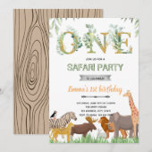 Invitation de thème de fête de zoo de verdure UN (Devant / Derrière)