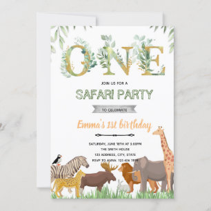 Invitation de thème de fête de zoo de verdure UN