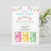 Invitation de thème de fête d'ours gommé mignon (Debout devant)