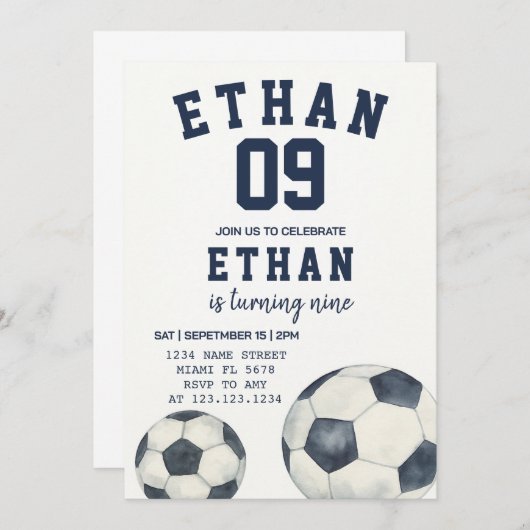 Invitation de thème de football imprimable (Devant / Derrière)