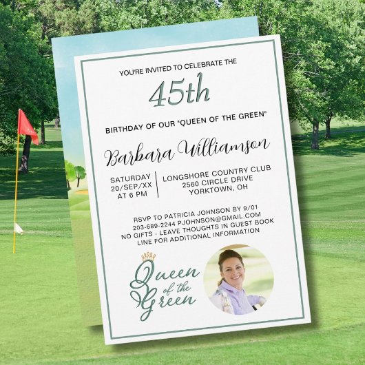 Invitation de thème de golfeuse pour les 45 ans av