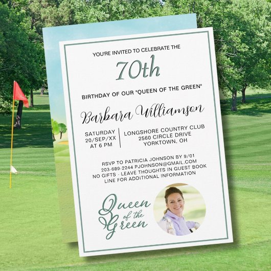 Invitation de thème de golfeuse pour les 70 ans de
