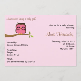 Invitation de thème de hibou de bébé