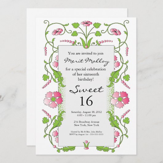 Invitation de thème de jardin (Devant / Derrière)