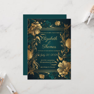 Invitation de thème de luxe or et vert.