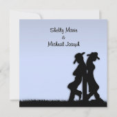 Invitation de thème de mariage occidental bleu (Devant)