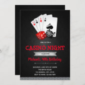 Invitation de thème de partie de nuit de casino (Devant / Derrière)
