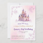 Invitation de thème petite princesse. Fête d'enfan (Devant)