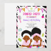Invitation de thème zèbre de spa afro-américain (Devant / Derrière)