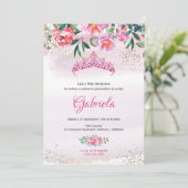 Invitation de Tiara Quinceanera, princesse rose él (Debout devant)