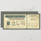 Invitation de ticket vintage mariage avec concepti (Devant / Derrière)