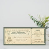 Invitation de ticket vintage mariage et conception (Debout devant)