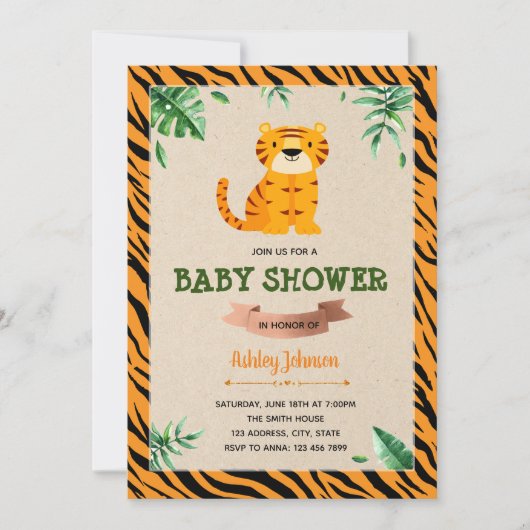 Invitation de Tiger baby shower (Devant)