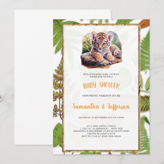 INVITATION DE TIGER BABYSHOWER (Devant / Derrière)