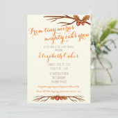 Invitation De Tiny Acorns Mighty Oaks Grow Baby shower (Debout devant)