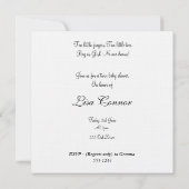 Invitation de toile blanc et vert de baby shower (Dos)