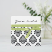 Invitation de toile blanc et vert de baby shower (Debout devant)