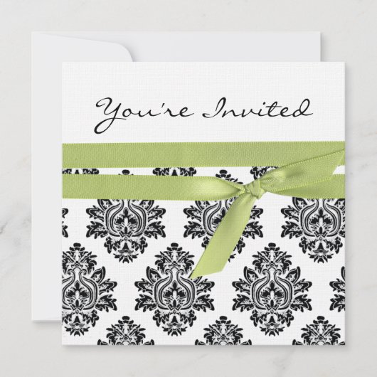 Invitation de toile blanc et vert de baby shower (Devant)