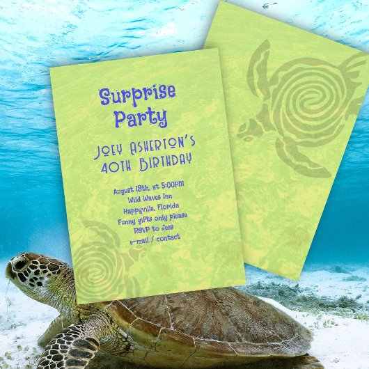 Invitation de tortue de mer pour l'anniversaire de