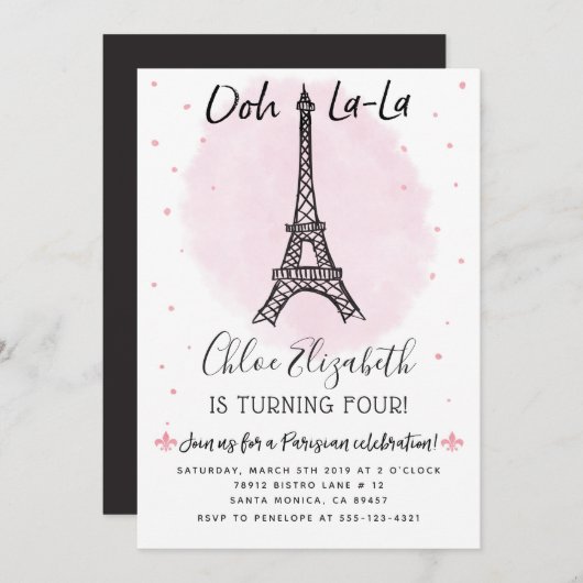 Invitation de Tour Eiffel de Paris pour tout (Devant / Derrière)