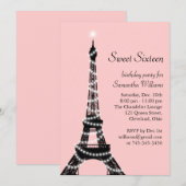 Invitation de Tour Eiffel de sweet sixteen (Devant / Derrière)