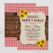 Invitation de tournesol rouge du Baby shower Brew (Devant / Derrière)