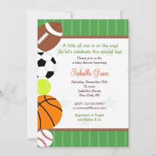 Invitation de tout Baby shower Sport Star