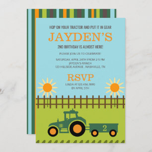 Invitation de tracteur/de fête d'anniversaire de