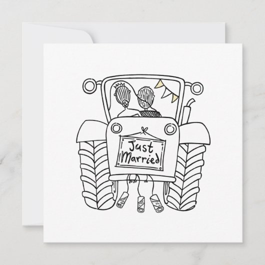 Invitation de tracteur de Mariage campagnard perso (Devant)