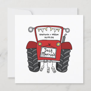 Invitation de tracteur rouge Mariage campagnard pe