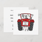 Invitation de tracteur rouge Mariage campagnard pe (Devant / Derrière)